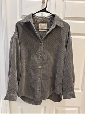 Altar’d state Corduroy Button-Down Shirt in Charcoal